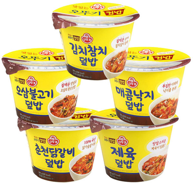 오뚜기 컵밥 5종 세트 (김치참치+제육+오삼불고기+춘천닭갈비+매콤낙지), 1세트