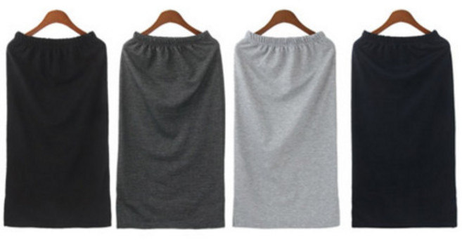 크림 옆트임 롱 스커트