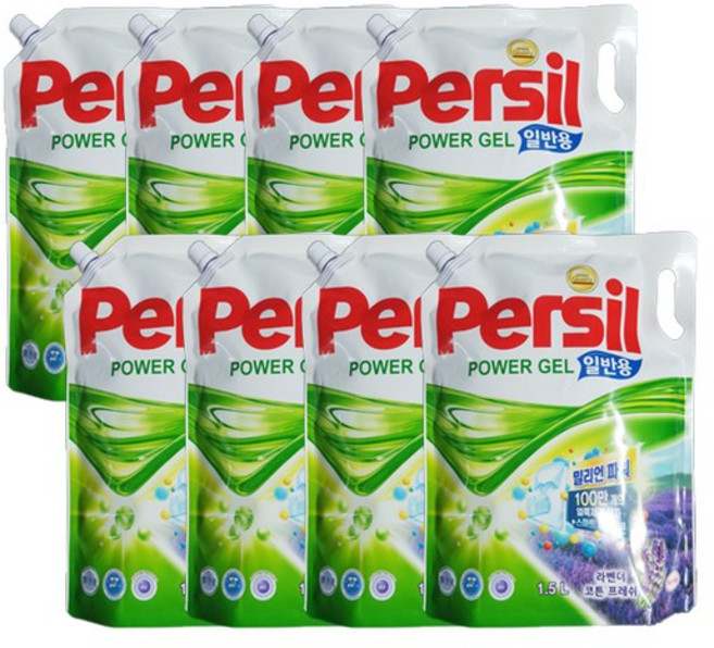 퍼실 파워젤 라벤더코튼 밀리언파워 일반용 액상세제리필, 1.5L, 8개