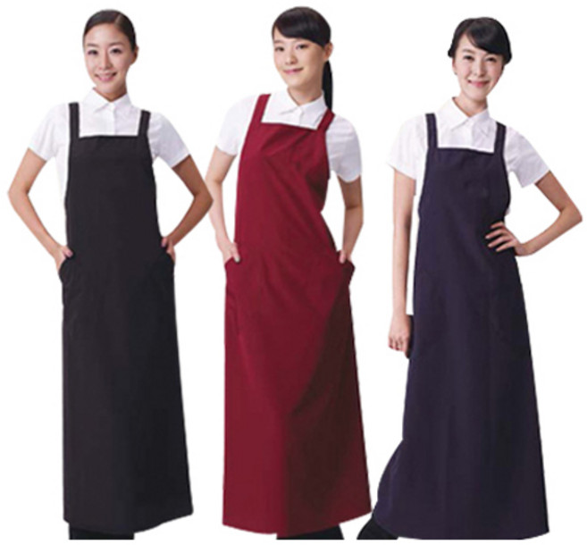 요들 핑클 롱 반달 앞치마, 1개, 블랙