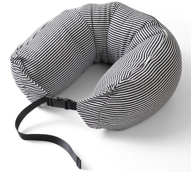 이디오 어행용 기내용 비즈 목베개 목쿠션, BLACK STRIPE