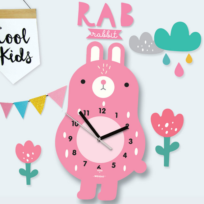 퍼니즈 어썸프렌즈 움직이는 추시계(+오너먼트풀세트), 토끼(시계+데코장식)