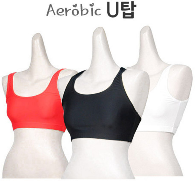 TS스포츠 에어로빅 기본U탑(무광) 스포츠탑 에어로빅복, 레드