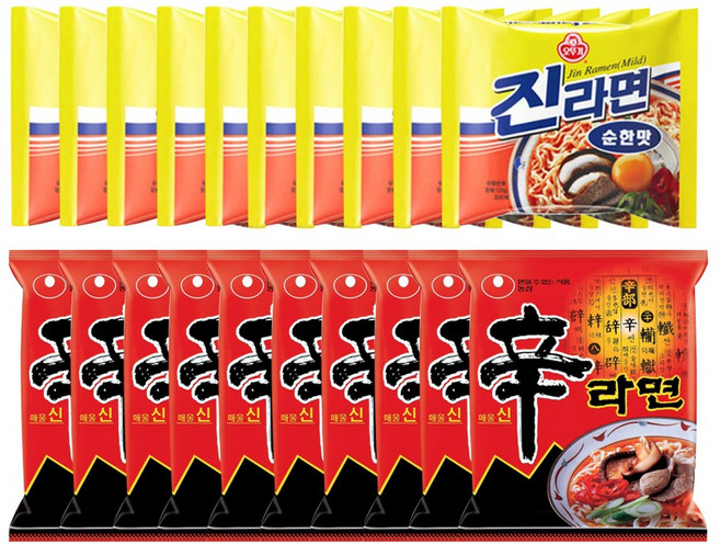 오뚜기진라면순한맛 5개 + 봉지)농심신라면 5개 10개입, 1개