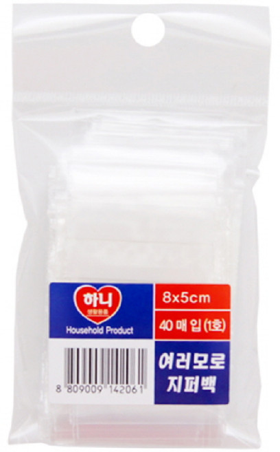 하니여러모로지퍼백1호40매입2061 주방용품 주방소품 주방잡화 생활용품 생활잡화, 1개