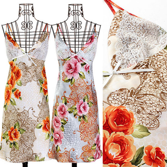 국산 기본슬립 홈드레스 잠옷 롱원피스 레이스 장미나염슬립5096 930413456EA