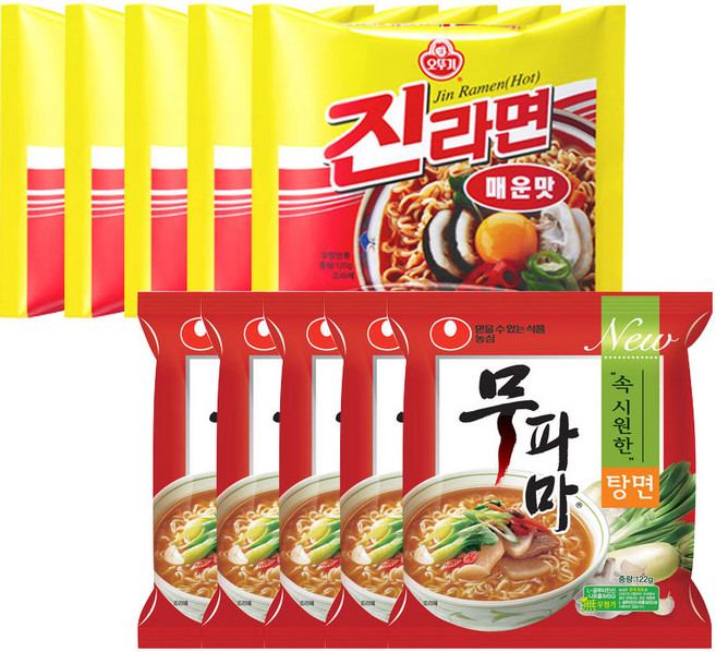 봉지)농심무파마 5개 + 오뚜기진라면매운맛 5개, 1개