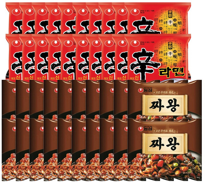 봉지)농심짜왕 20개 + 봉지)농심신라면 20개, 1개, 1세트
