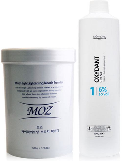 모즈 하이라이트닝 브리치파우더 탈색제, 모즈파우더500g +로레알6%산화제1000ml, 2세트
