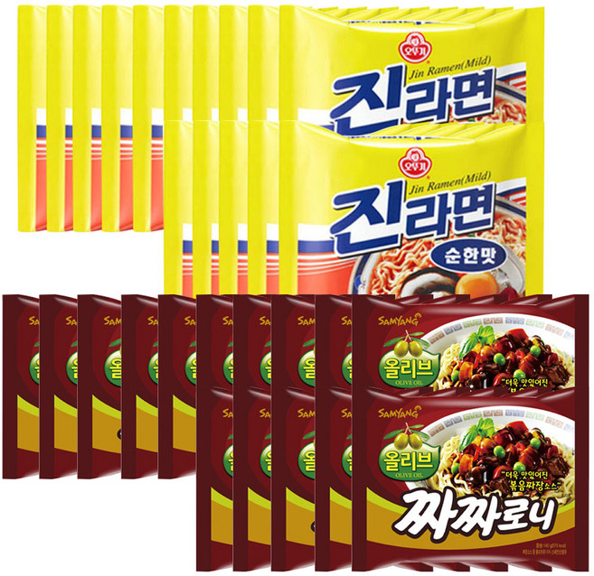 삼양 짜짜로니 15개 + 오뚜기 진라면 순한맛 15개, 1개
