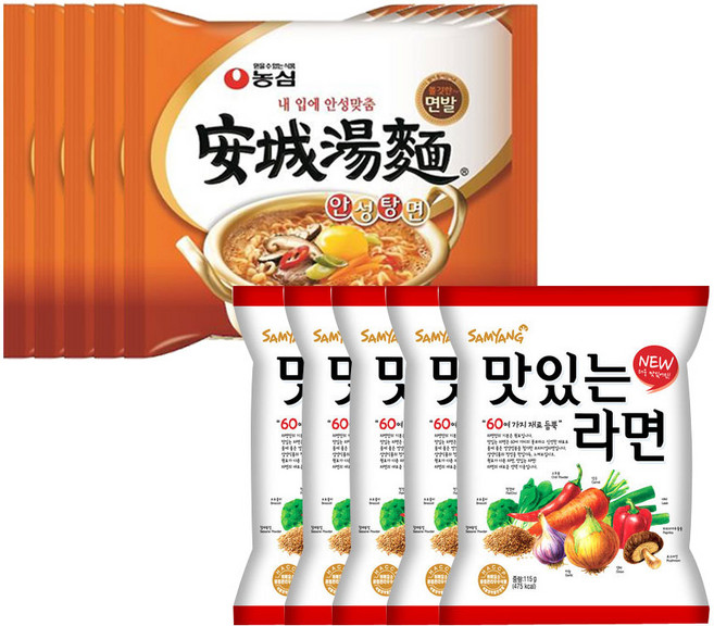 농심 안성탕면 5개 + 삼양 맛있는라면 5개, 10개