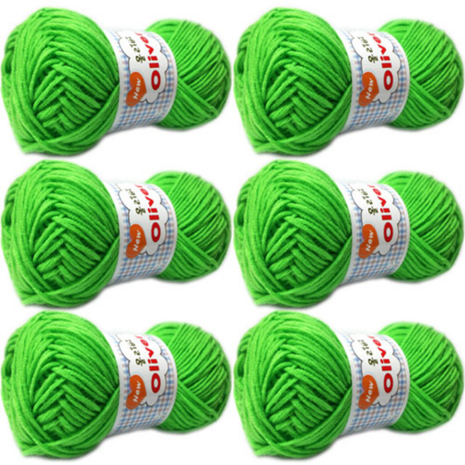 행복뜨기 올리버 모자실 인형실 부드러운 코바늘실 털실 뜨개실 뜨개질실, 6개, 586연두