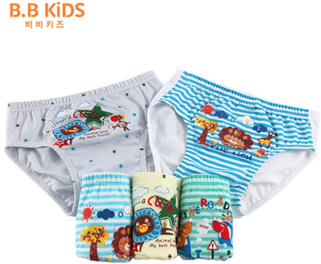 한스속옷 비비키즈 사파리 남삼각 5매입 / 남아동 / 팬티 / 아동속옷 / 세트 / 주니어