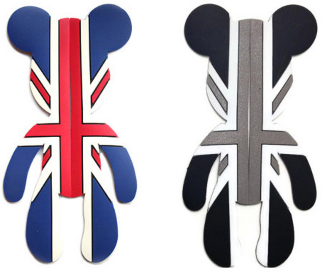 로니 유니언잭 곰돌이 도어가드 차량도어가드, 블랙, 2개