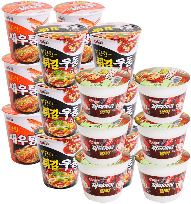농심 새우탕 소컵 6개 + 농심 튀김우동 소컵 6개 + 농심 짜파게티범벅 6개, 1개