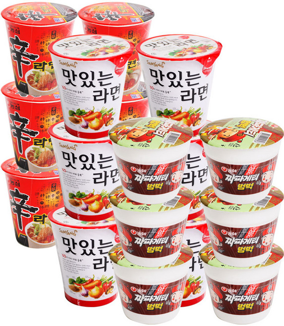 농심+삼양 농심 신라면 소컵 6개 + 삼양 맛있는라면 짜파게티 범벅, 18개