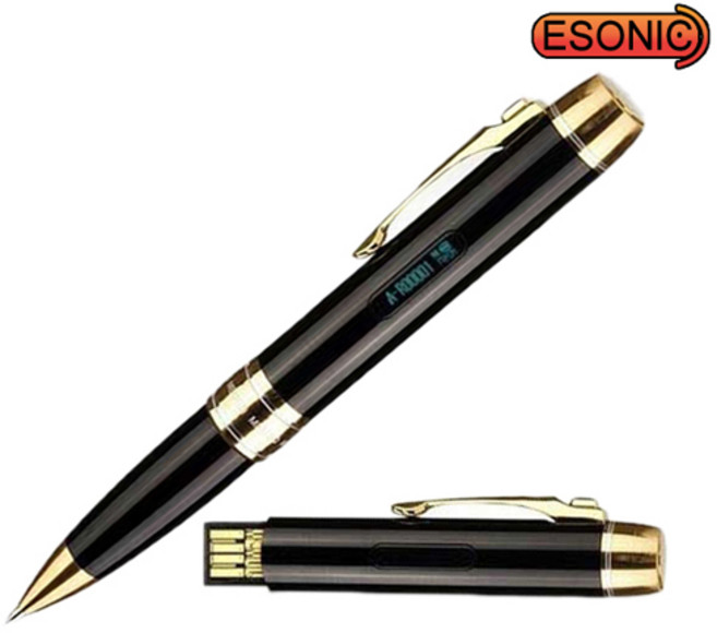 HJ 이소닉 메모큐 볼펜형 녹음기 PCM-007 4G, 블랙/골드