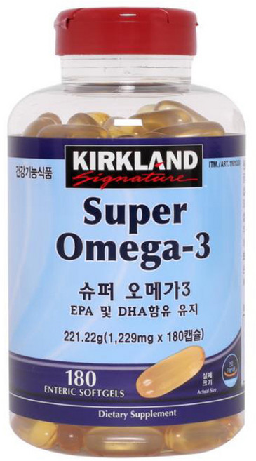 커클랜드 슈퍼 오메가3 EPA 및 DHA 함유 1229mg, 180정, 1개