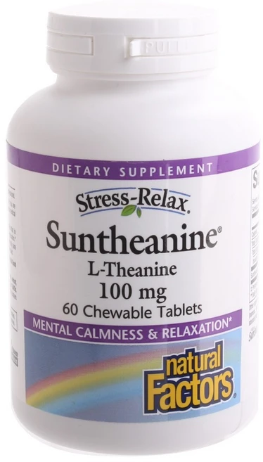 Natural Factors 스트레스-릴랙스 썬테아닌 L-테아닌 100mg 츄어블 타블렛, 60개입, 1개, 60정 - 쿠팡