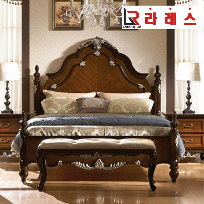 엘리브 자작나무 무늬목 Q 퀸 침대, 엔틱