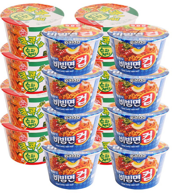 오뚜기 스파게티컵 8개 + 팔도 비빔면컵 8개, 1개, 1개