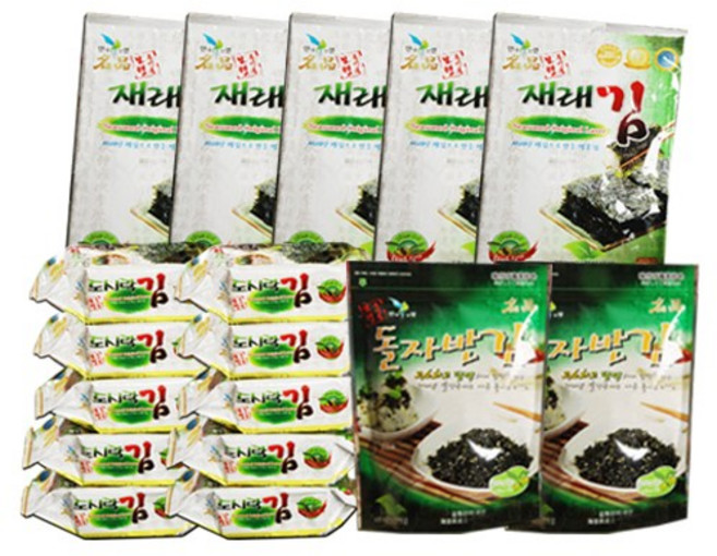 대천청정맛김 혼합세트7(재래전장*5봉 + 도시락*10봉 돌자반김*2봉), 1세트