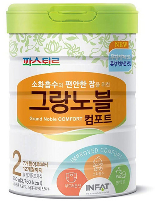 파스퇴르 그랑노블 컴포트 분유 2단계, 750g, 1개