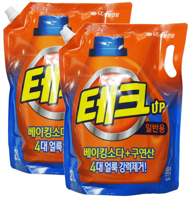 테크 천연베이킹소다 구연산 일반용 액체세제 리필형, 2개, 2L