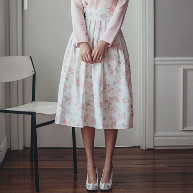 생활한복 수설화 청순장미 허리치마 생활한복(개량한복)