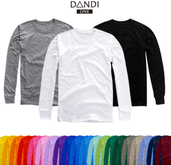 단디원 긴팔 30수 라운드 시보리 무지티 면티 긴팔티 흰면티