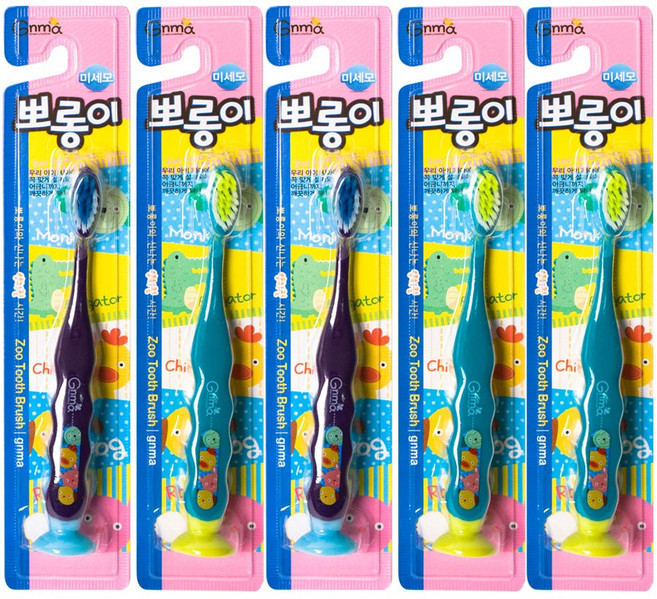 지앤마 뽀롱이 미세모 유아칫솔, 네이비, 민트(랜덤 발송), 1개입, 5개