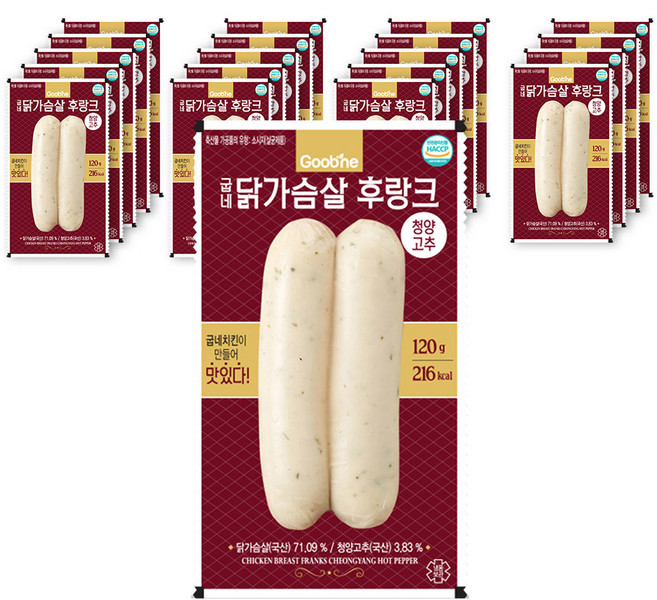 굽네 닭가슴살 후랑크(청양고추맛), 120g, 20개