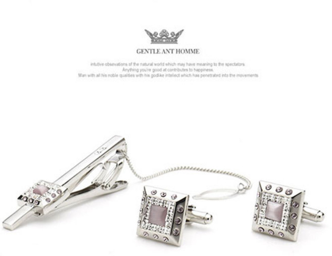 젠틀안트 명품넥타이핀 커프스버튼 커프스링크 세트 GR08-1D514 핑크