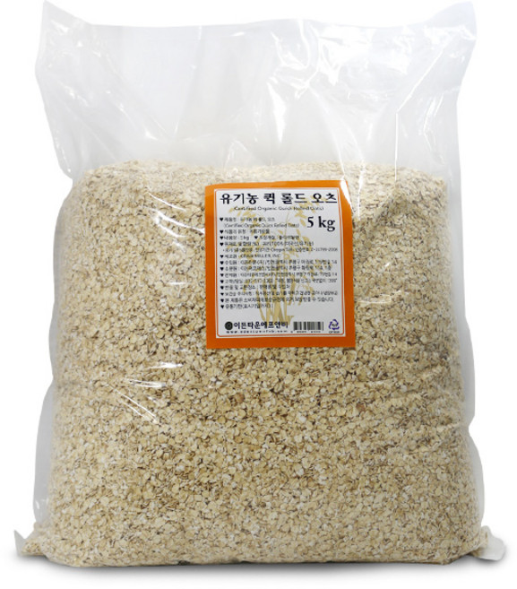 기타 유기농 퀵 롤드 오츠(식사용) 5kg 오트밀 오트밀죽 압착귀리 시리얼, 1개