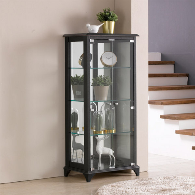 제이에스몰 아로마강화유리장식장 장식장, 4단-소(600)조명미설치-블랙
