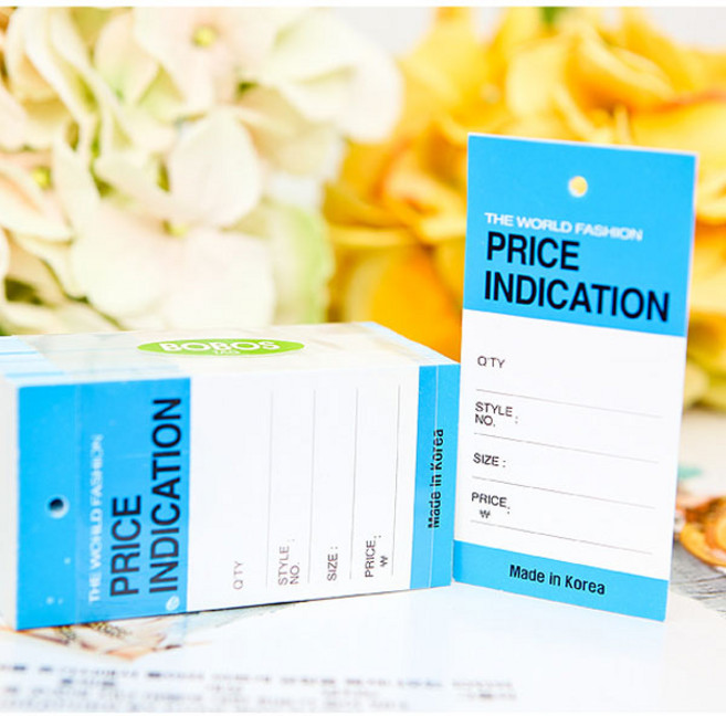 자체브랜드 라벨 택종이 tag 4묶음, 프라이스 인디케이트 블루
