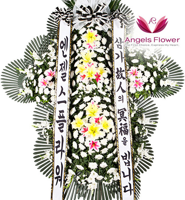 [엔젤스플라워] 축하화환 근조화환 3단 4단 5단 일반형 고급형 꽃배달서비스 당일배송 예약일배송, W14_프리미엄 근조5단화환, 1개, 1개