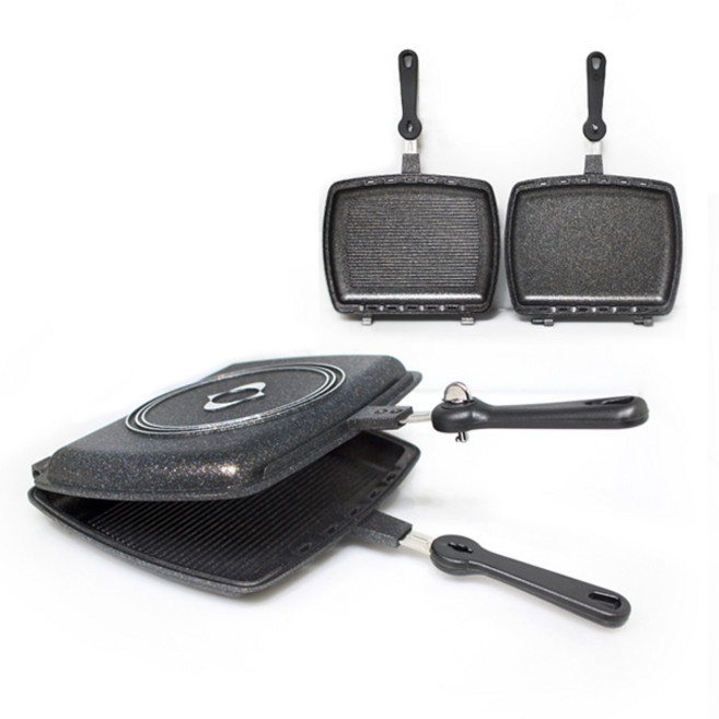 키친아트 직화구이 양면팬 중 양면후라이팬 생선구이팬, 1개, 28.5cm