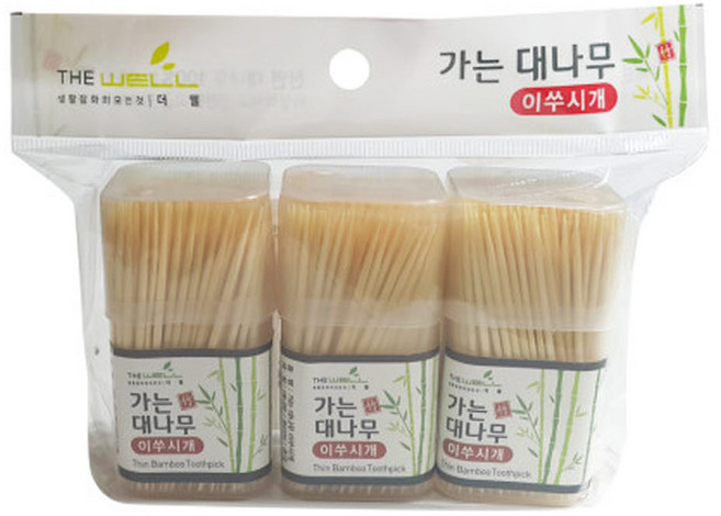 더웰 가는 대나무 이쑤시개 (3p세트) 위생 이쑤시게 요지 치간 가정용 휴대용, 1세트