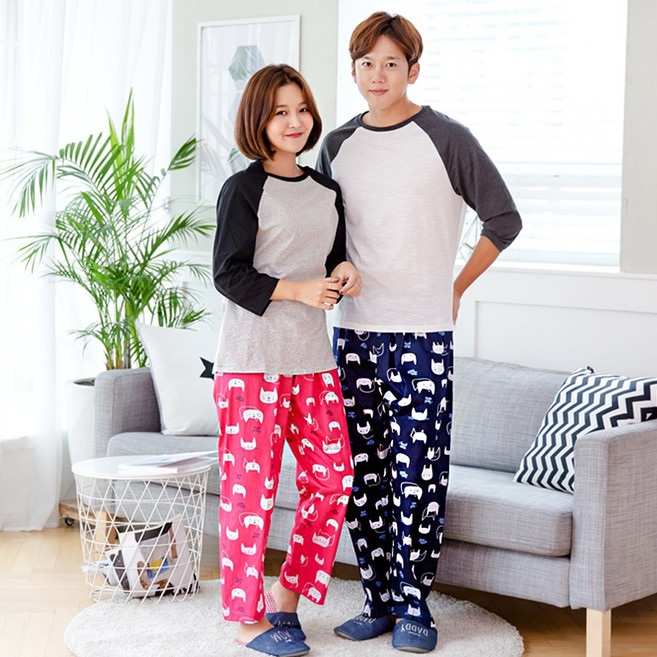 [또온나] 커플 잠옷 바지 특면 9부 남자 파자마