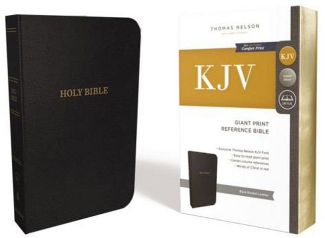KJV Reference Bible Giant Print Bonded Leather Black Red Letter Edition Bonded Leather, Thomas Nelson