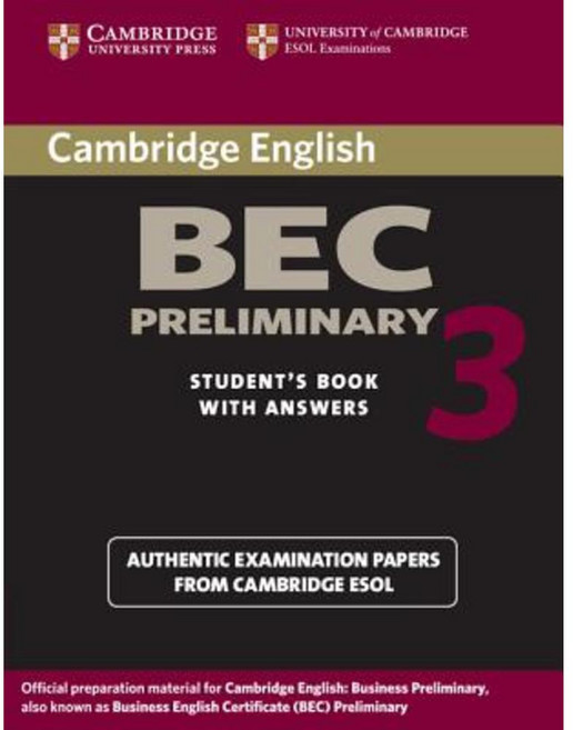 Cambridge Bec Preliminary 3 Student's Book with Answers Paperback, Cambridge University Press