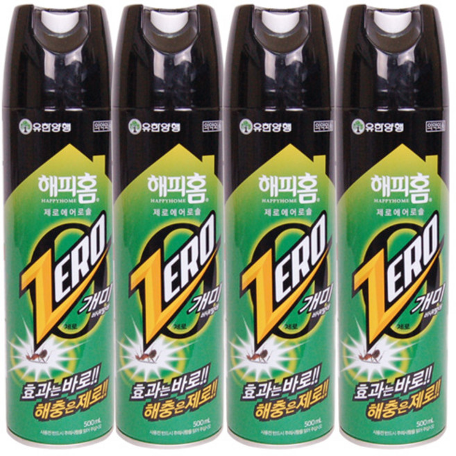 유한양행 [본사직영] 해피홈 제로 에어로솔 개미용, 500ml, 4개