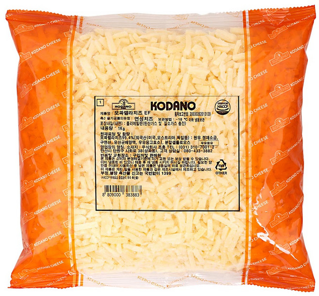 코다노 모짜렐라 치즈 1kg 자연치즈 100%, 1개