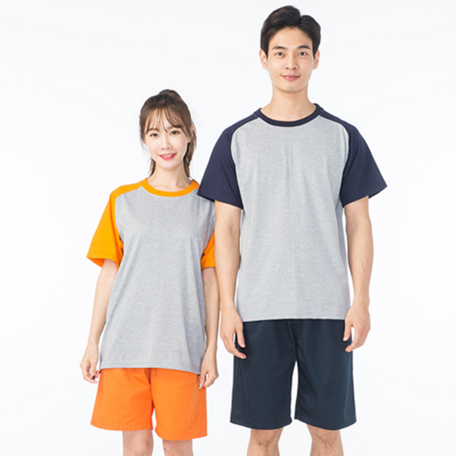 로이스 (LOIS) 20수 찜질 복 (마사지 옷) 144 145 세트 / 순 면 상의 반팔 티 TC 하의 반 바지