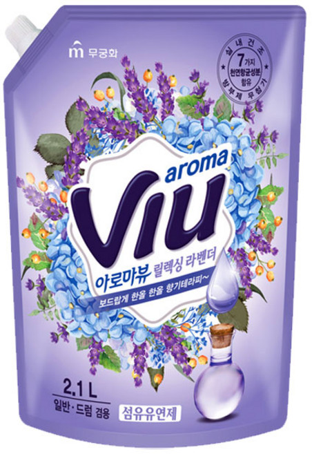 아로마뷰 섬유유연제 릴렉싱 라벤더 리필, 2.1L, 1개