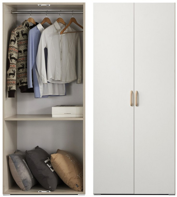 케이컴퍼니 LPM 이음800긴문이불장 장롱옷장, 화이트