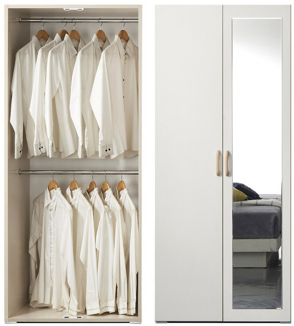 케이컴퍼니 LPM 이음800거울옷장 장롱, 화이트