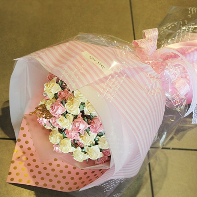 언제나 봄날 종이장미 꽃다발 (완성품), 50개, 1set