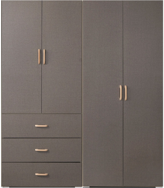 케이컴퍼니 LPM 이음1600장롱세트CD(3서랍옷장+긴문장) 장롱세트, 그레이-3서랍옷장+이불장